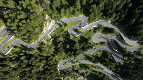 Aerial View of Mountain Pass Road | Maloja Stock Footage 237334239
