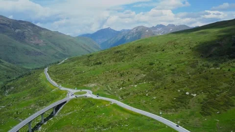Aerial View of Mountain Pass Road in Andorra, Pyrenees Mountains Stock Footage 318372559