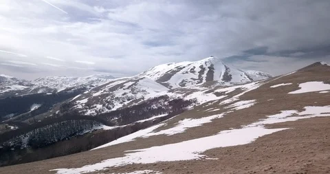 Aerial View Of Mountain Peak in Spring Stock Footage 90819689