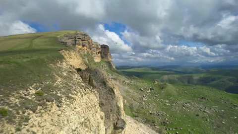 Aerial view of a mountain plateau with high cliffs. Stock Footage 339575804