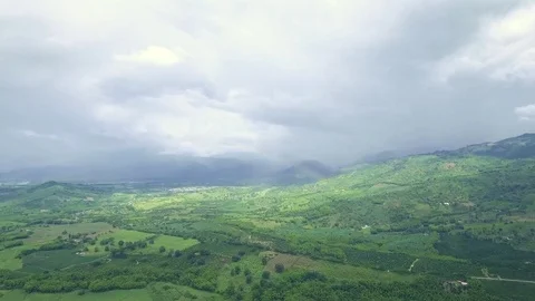 Aerial view of mountain range and rainbow in Colombia Stock Footage 82326908