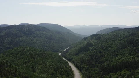 Aerial view of mountain range and empty highway road 스톡 동영상 139415719
