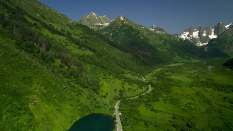 Aerial view of the mountain range and high cliffs. Stock Footage 240952309