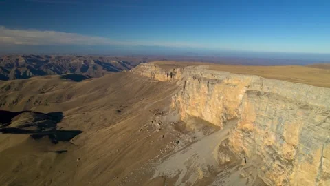 Aerial view of the mountain range and high cliffs. Stock Footage 240952978