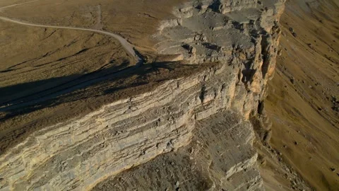 Aerial view of the mountain range and high cliffs. Stock Footage 240953216