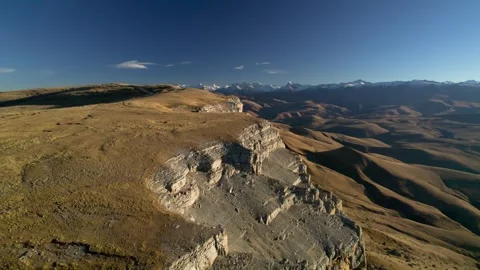 Aerial view of the mountain range and high cliffs. Stock Footage 240953638