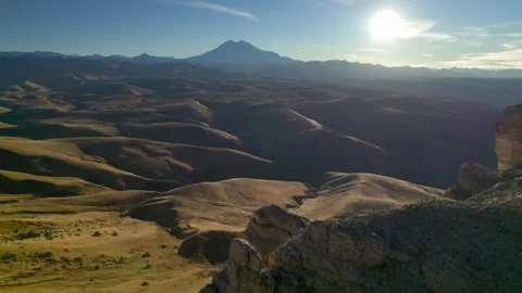Aerial view of the mountain range and high cliffs. Stock Footage 240953659
