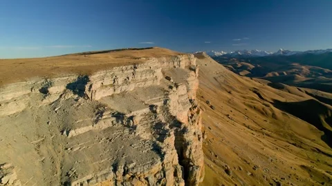 Aerial view of the mountain range and high cliffs. Stock Footage 240953661