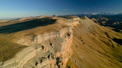 Aerial view of the mountain range and high cliffs. Stock Footage 240953685