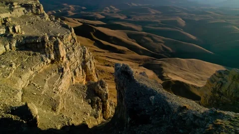 Aerial view of the mountain range and high cliffs. Stock Footage 240954710