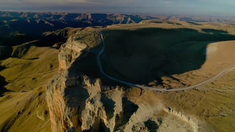 Aerial view of the mountain range and high cliffs. Stock Footage 240954711