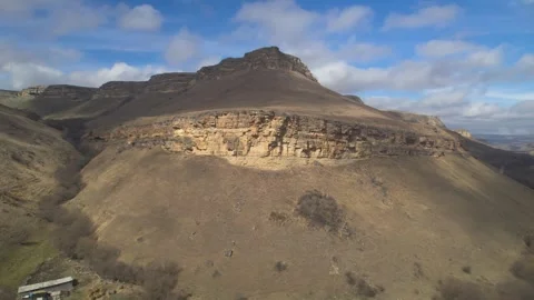 Aerial view of the mountain range and high cliffs. Stock Footage 241001564