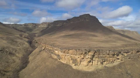 Aerial view of the mountain range and high cliffs. Stock Footage 241001638