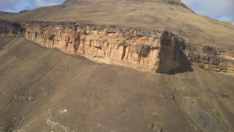 Aerial view of the mountain range and high cliffs. Stock Footage 241002819