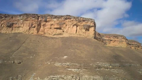 Aerial view of the mountain range and high cliffs. Stock Footage 241002834