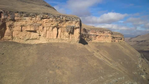 Aerial view of the mountain range and high cliffs. Stock Footage 241007330