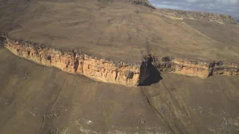 Aerial view of the mountain range and high cliffs. Stock Footage 241008094