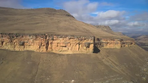 Aerial view of the mountain range and high cliffs. Stock Footage 241008396