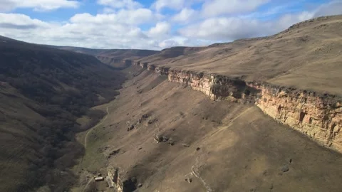 Aerial view of the mountain range and high cliffs. Stock Footage 241009282