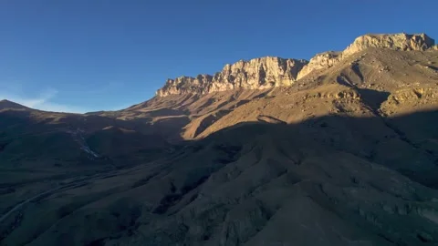 Aerial view of the mountain range and high cliffs. Stock Footage 241077452