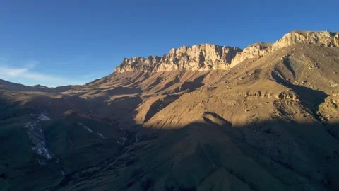 Aerial view of the mountain range and high cliffs. Stock Footage 241148589