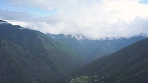 Aerial View of Mountain Range and Valley at Ali Bedni Meadow Stock Footage 341459584