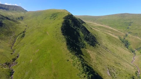 Aerial view: mountain range in bright summer day Stock Footage 79096445