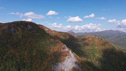 Aerial View of a Mountain Range With Clouds in the Sky Stock Footage 266914921