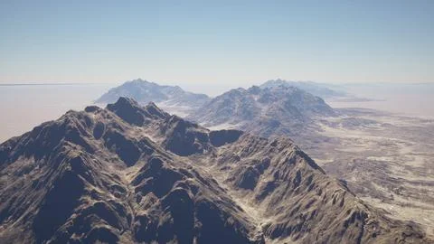 An aerial view of a mountain range in the desert Stock Illustration