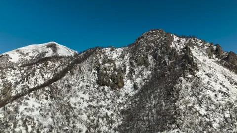 Aerial view of a mountain range with high cliffs. Stock Footage 304972399