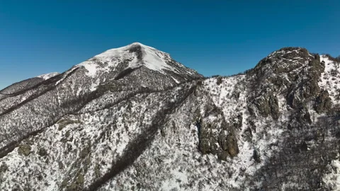 Aerial view of a mountain range with high cliffs. Stock Footage 304972404