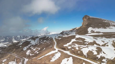 Aerial view of a mountain range with high cliffs. Stock Footage 304972562