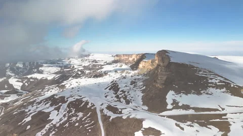 Aerial view of a mountain range with high cliffs. Stock Footage 304972615