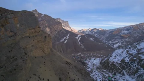 Aerial view of a mountain range with high cliffs. Stock Footage 304973188