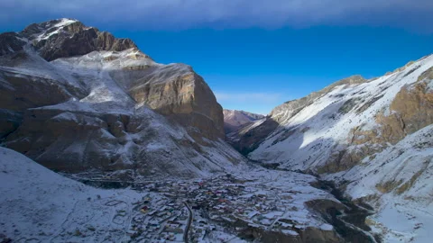 Aerial view of a mountain range with high cliffs. Stock Footage 304973324