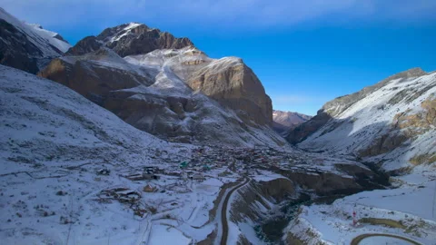 Aerial view of a mountain range with high cliffs. Stock Footage 304973445