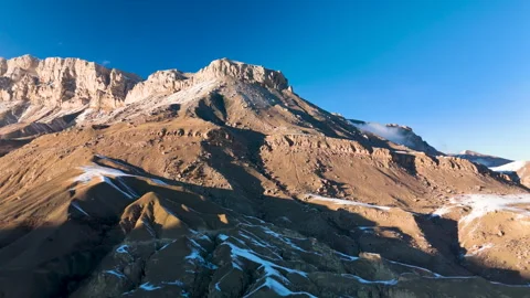 Aerial view of a mountain range with high cliffs. Stock Footage 304973451