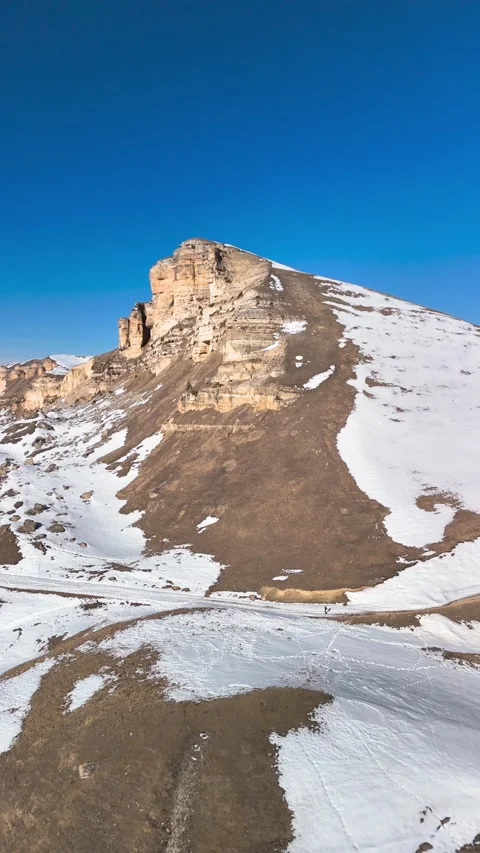 Aerial view of a mountain range with high cliffs. Stock Footage 304973685