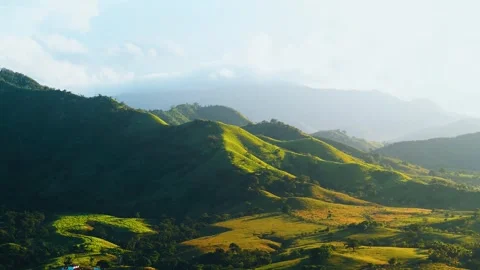 Aerial view of a mountain range in Latin America. Sunset in the mountains. Stock Footage 250760704