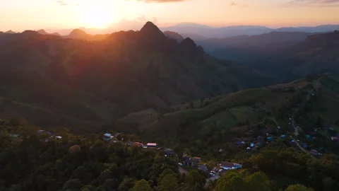 Aerial view of the mountain range in Pang Ma Pha, Mae Hong Son Stock Footage 294802282