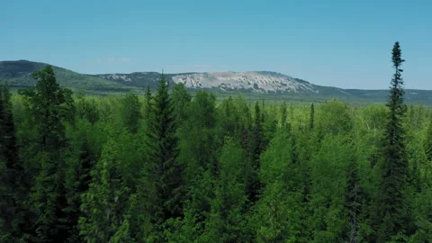 Aerial view of mountain ranges in Ural in summer sunny day Stock Footage 135393909