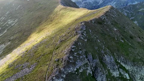 Aerial view of mountain ridge with a path, Slovakia. Stock Footage 313891778