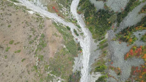 Aerial View of Mountain River in Ala Archa Gorge 스톡 동영상 316959267