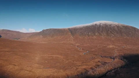 Aerial View of Mountain River and a bridge in Scottish Highlands Stock Footage 331165332