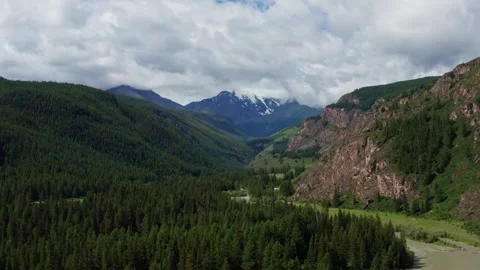 Aerial view of the mountain river between the mountains Stock Footage 317714930