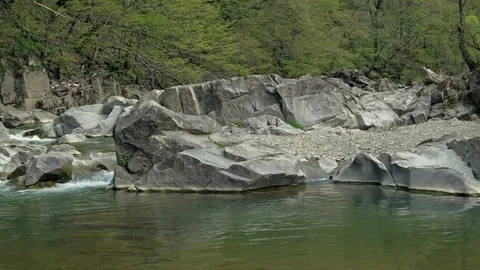 Aerial view of a mountain river. Eastern Carpathian mountains 動画素材 90982919