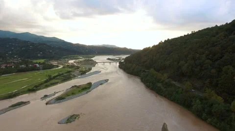Aerial view of mountain river. Flood 스톡 동영상 67730573