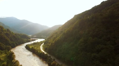 Aerial view of mountain river. Video stock 67730433