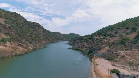 Aerial View of the Mountain River Stock Footage 75862171