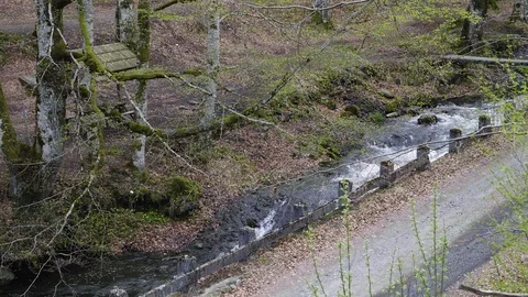 Aerial view of a mountain river Stockbeeldmateriaal 88812381